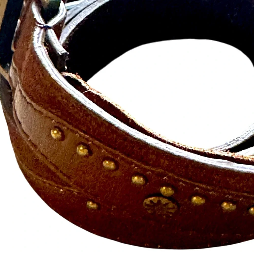 Free People Leather & Suede Belt | Flattering Grommets and Studs | Brown | M/L